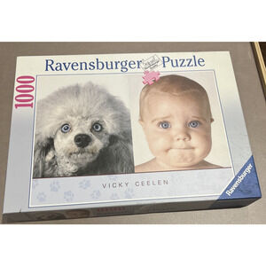 Ravensburger 2004 big blue eyes 1000pc Baby & Poodle Ceelen Vicki rare collector